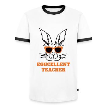 Frohe Ostern Best Teacher Lehrer Lehrerin Lustig - Männer Kontrast-T-Shirt - Weiß/Schwarz - Vorne - AI Model Female 172 light (172cm) & AI Model Male 178 dark (178cm)