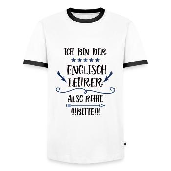 Englischlehrer Lehrer Spruch Fremdsprache Lustig - Männer Kontrast-T-Shirt - Weiß/Schwarz - Vorne - AI Model Female 172 light (172cm) & AI Model Male 178 dark (178cm)