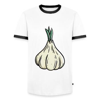 Knoblauch Kostüm Knoblauchzehe Knobi Garlic - Männer Kontrast-T-Shirt - Weiß/Schwarz - Vorne - AI Model Female 172 light (172cm) & AI Model Male 178 dark (178cm)