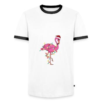 Julklapp Weihnachtsfeier Schrott Wichteln Flamingo - Männer Kontrast-T-Shirt - Weiß/Schwarz - Vorne - AI Model Female 172 light (172cm) & AI Model Male 178 dark (178cm)