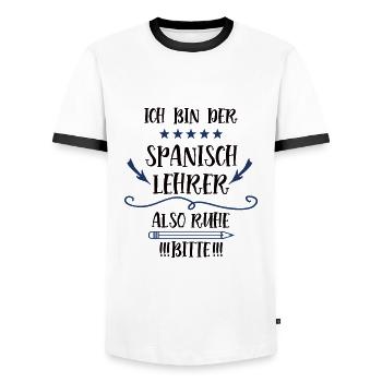 Spanisch Lehrer Spruch Spanischlehrer Sprachlehrer - Männer Kontrast-T-Shirt - Weiß/Schwarz - Vorne - AI Model Female 172 light (172cm) & AI Model Male 178 dark (178cm)