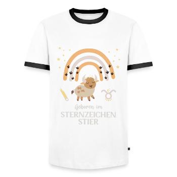 Stier Sternzeichen Geburtstag Tierkreiszeichen - Männer Kontrast-T-Shirt - Weiß/Schwarz - Vorne - AI Model Female 172 light (172cm) & AI Model Male 178 dark (178cm)
