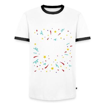 Frohes Neues Jahr Neujahr Konfetti Silvester Party - Männer Kontrast-T-Shirt - Weiß/Schwarz - Vorne - AI Model Female 172 light (172cm) & AI Model Male 178 dark (178cm)