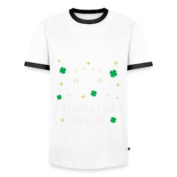 Silvester Outfit Silvestershirt Silvesterparty - Männer Kontrast-T-Shirt - Weiß/Schwarz - Vorne - AI Model Female 172 light (172cm) & AI Model Male 178 dark (178cm)
