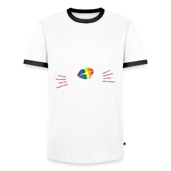 Dating App Liebespaar Beziehung LGBTQ Liebe - Männer Kontrast-T-Shirt - Weiß/Schwarz - Vorne - AI Model Female 172 light (172cm) & AI Model Male 178 dark (178cm)