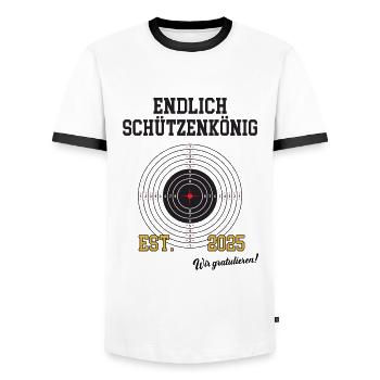 Schützenkönig Schützenfest 2025 Schützenverein - Männer Kontrast-T-Shirt - Weiß/Schwarz - Vorne - AI Model Female 172 light (172cm) & AI Model Male 178 dark (178cm)