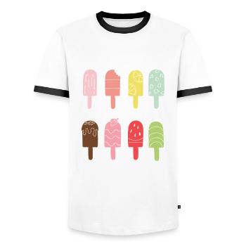 Eis Outfit Wassereis Karneval Eiscreme Stileis - Männer Kontrast-T-Shirt - Weiß/Schwarz - Vorne - AI Model Female 172 light (172cm) & AI Model Male 178 dark (178cm)