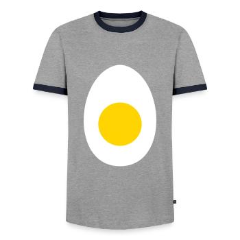 Eier Kostüm Karneval Spiegelei Outfit Gekochtes Ei - Männer Kontrast-T-Shirt - Grau/Navy  - Vorne - AI Model Female 172 light (172cm) & AI Model Male 178 light (178cm)