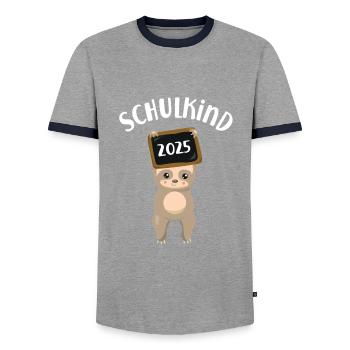 Schulkind Schulanfang Einschulung Schüler Schule - Männer Kontrast-T-Shirt - Grau/Navy  - Vorne - AI Model Female 172 light (172cm) & AI Model Male 178 light (178cm)