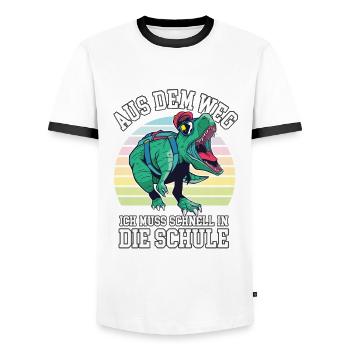 Aus Dem Weg Ich Muss In Die Schule Dinosaurier - Männer Kontrast-T-Shirt - Weiß/Schwarz - Vorne - AI Model Female 172 light (172cm) & AI Model Male 178 dark (178cm)