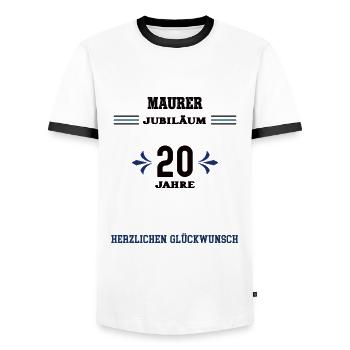 Maurer 20 Jahre Jubiläum zwanzig jähriges Jubi - Männer Kontrast-T-Shirt - Weiß/Schwarz - Vorne - AI Model Female 172 light (172cm) & AI Model Male 178 dark (178cm)