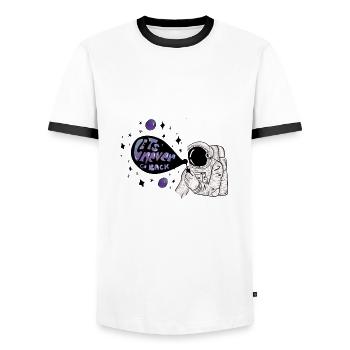 Astronaute star rêve bulle de savon - T-shirt contrasté Homme - blanc/noir - Devant - AI Model Female 172 light (172cm) & AI Model Male 178 dark (178cm)
