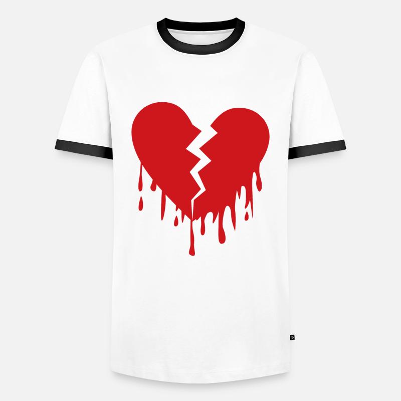 Broken heart de - Männer Kontrast-T-Shirt - Weiß/Schwarz