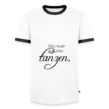 tanzen Leben Lachen - Männer Kontrast-T-Shirt - Weiß/Schwarz - Vorne - AI Model Female 172 light (172cm) & AI Model Male 178 dark (178cm)