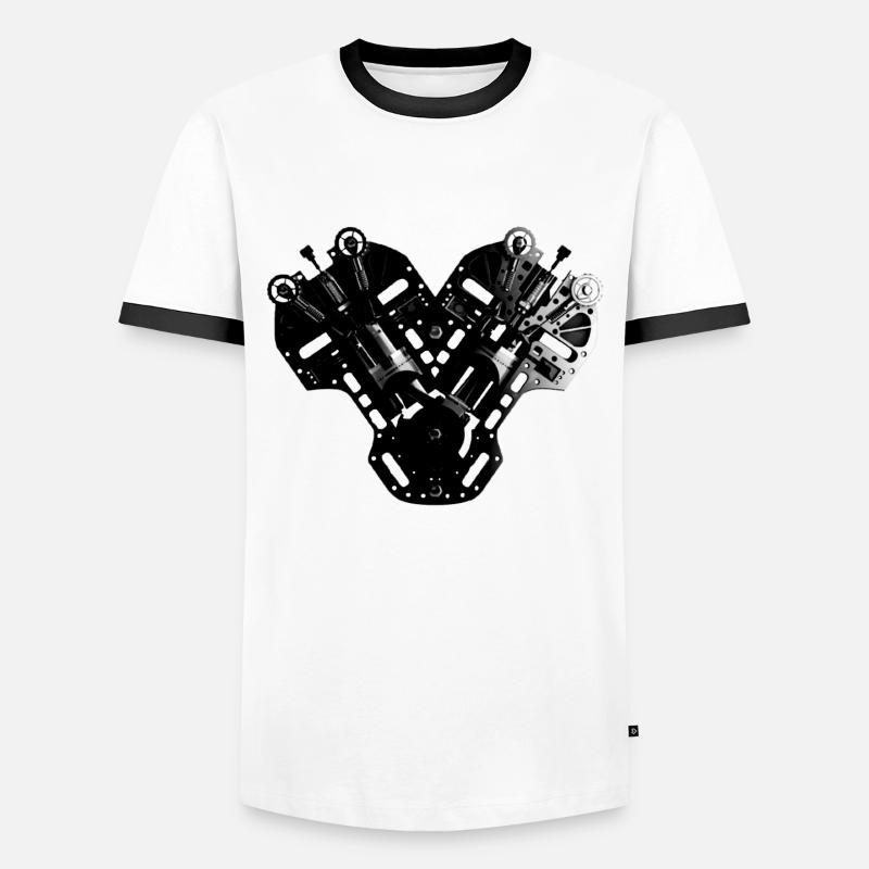 V6 V8 Motor Engine - Männer Kontrast-T-Shirt - Weiß/Schwarz