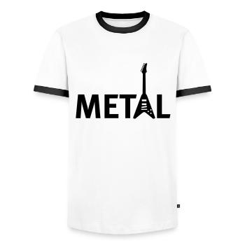 metall - Men's Ringer Shirt - white/black - Front - AI Model Female 172 light (172cm) & AI Model Male 178 dark (178cm)