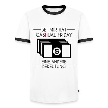 cas(h)ual friday Tassen & Zubehör - Männer Kontrast-T-Shirt - Weiß/Schwarz - Vorne - AI Model Female 172 light (172cm) & AI Model Male 178 dark (178cm)