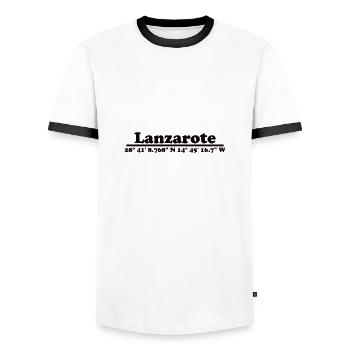 Lanzarote Coordinates - Men's Ringer Shirt - white/black - Front - AI Model Female 172 light (172cm) & AI Model Male 178 dark (178cm)