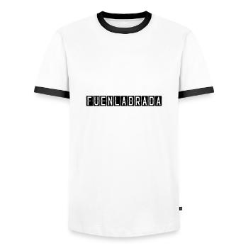 Panneau de l’aéroport de Fuenlabrada - T-shirt contrasté Homme - blanc/noir - Devant - AI Model Female 172 light (172cm) & AI Model Male 178 dark (178cm)