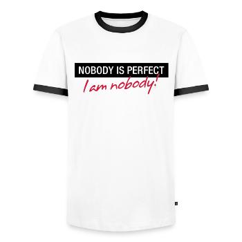 Personne n est parfait. Je ne suis personne! - T-shirt contrasté Homme - blanc/noir - Devant - AI Model Female 172 light (172cm) & AI Model Male 178 dark (178cm)