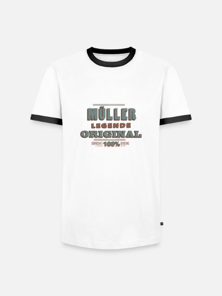 Müller - Männer Kontrast-T-Shirt - Weiß/Schwarz