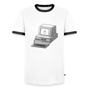 cyberpunk hackfleisch - Männer Kontrast-T-Shirt - Weiß/Schwarz - Vorne - AI Model Female 172 light (172cm) & AI Model Male 178 dark (178cm)