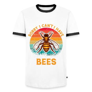 Beekeeping Beekeeping Course Beekeepers' Association Honey Bee Beekeepers - Men's Ringer Shirt - white/black - Front - AI Model Female 172 light (172cm) & AI Model Male 178 dark (178cm)