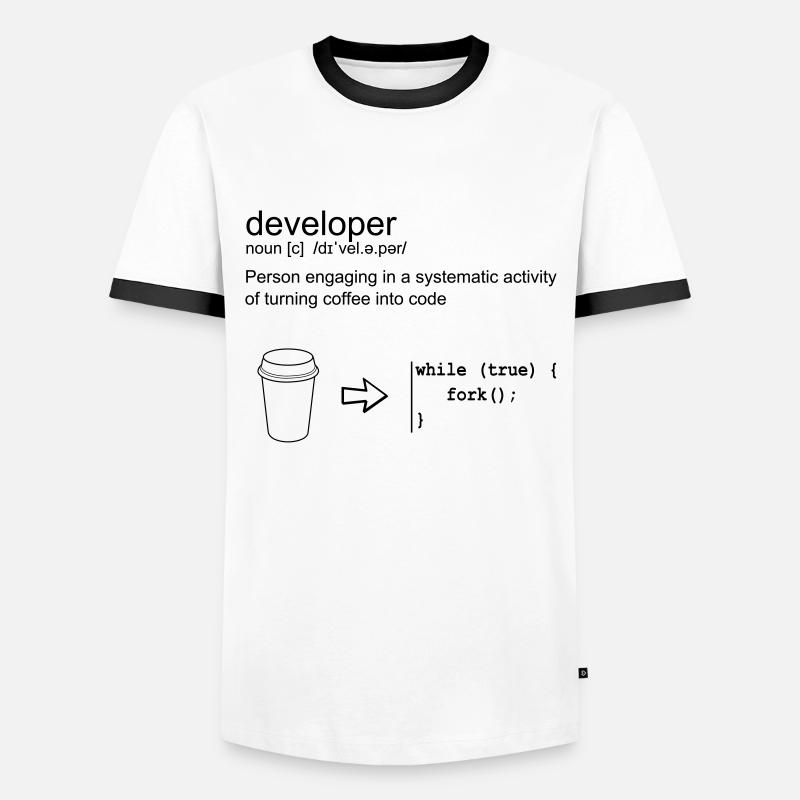 Developer & coffee - T-shirt contrasté Homme - blanc/noir