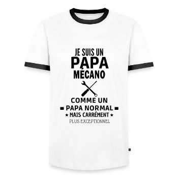 Mécano exceptionnel - T-shirt contrasté Homme - blanc/noir - Devant - AI Model Female 172 light (172cm) & AI Model Male 178 dark (178cm)