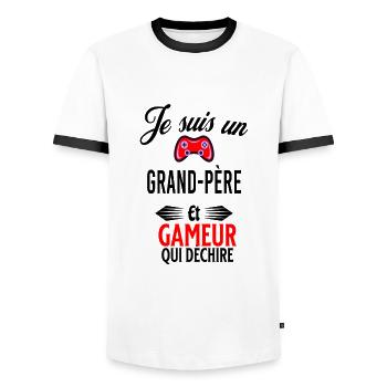 je suis gameur qui déchire et grand-père - T-shirt contrasté Homme - blanc/noir - Devant - AI Model Female 172 light (172cm) & AI Model Male 178 dark (178cm)