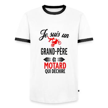 je suis motard qui déchire et grand-père - T-shirt contrasté Homme - blanc/noir - Devant - AI Model Female 172 light (172cm) & AI Model Male 178 dark (178cm)