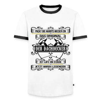 dachdecker legendärer roofer dach decken - Männer Kontrast-T-Shirt - Weiß/Schwarz - Vorne - AI Model Female 172 light (172cm) & AI Model Male 178 dark (178cm)