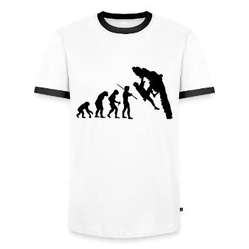 Boulder Evolution - Männer Kontrast-T-Shirt - Weiß/Schwarz - Vorne - AI Model Female 172 light (172cm) & AI Model Male 178 dark (178cm)
