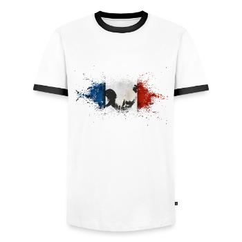 Französisch Flagge - Männer Kontrast-T-Shirt - Weiß/Schwarz - Vorne - AI Model Female 172 light (172cm) & AI Model Male 178 dark (178cm)
