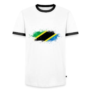 Tanzania - Männer Kontrast-T-Shirt - Weiß/Schwarz - Vorne - AI Model Female 172 light (172cm) & AI Model Male 178 dark (178cm)
