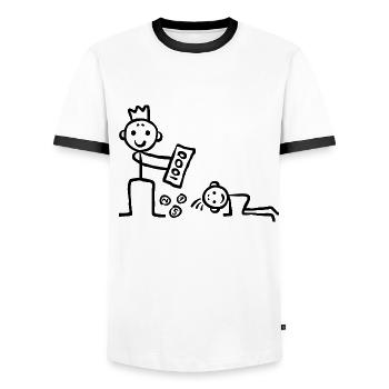 Arm und Reich - Geld Geschenk Not Armut Bettler - Männer Kontrast-T-Shirt - Weiß/Schwarz - Vorne - AI Model Female 172 light (172cm) & AI Model Male 178 dark (178cm)