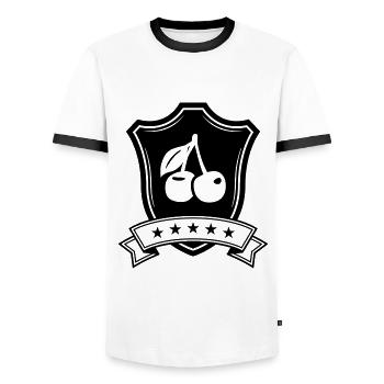 Bouclier de cerise - T-shirt contrasté Homme - blanc/noir - Devant - AI Model Female 172 light (172cm) & AI Model Male 178 dark (178cm)