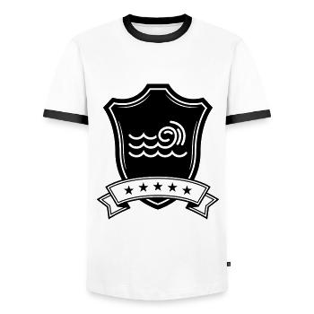 Armoiries Wave - T-shirt contrasté Homme - blanc/noir - Devant - AI Model Female 172 light (172cm) & AI Model Male 178 dark (178cm)