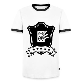 Boxes music coat of arms - Men's Ringer Shirt - white/black - Front - AI Model Female 172 light (172cm) & AI Model Male 178 dark (178cm)