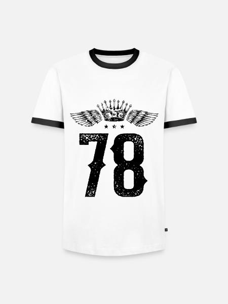 78 Number crown - Men's Ringer Shirt - white/black
