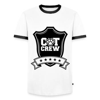 Cat Crew Crest - Men's Ringer Shirt - white/black - Front - AI Model Female 172 light (172cm) & AI Model Male 178 dark (178cm)