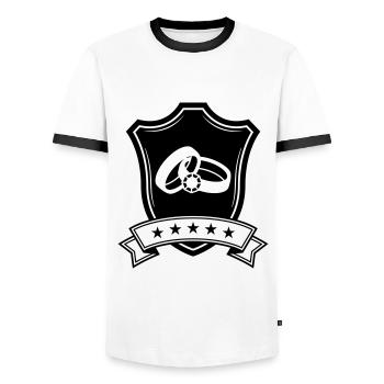 Anneaux de mariage Armoiries de mariage - T-shirt contrasté Homme - blanc/noir - Devant - AI Model Female 172 light (172cm) & AI Model Male 178 dark (178cm)