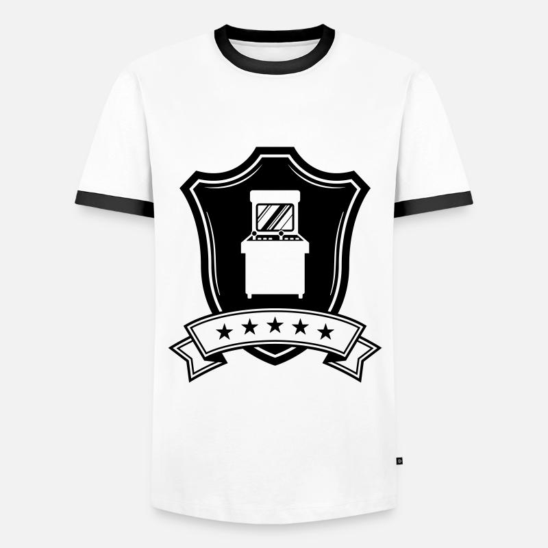 Arcade Retro Gamer Crest - Men's Ringer Shirt - white/black
