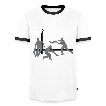 joueursdechistera4 - T-shirt contrasté Homme - blanc/noir - Devant - AI Model Female 172 light (172cm) & AI Model Male 178 dark (178cm)