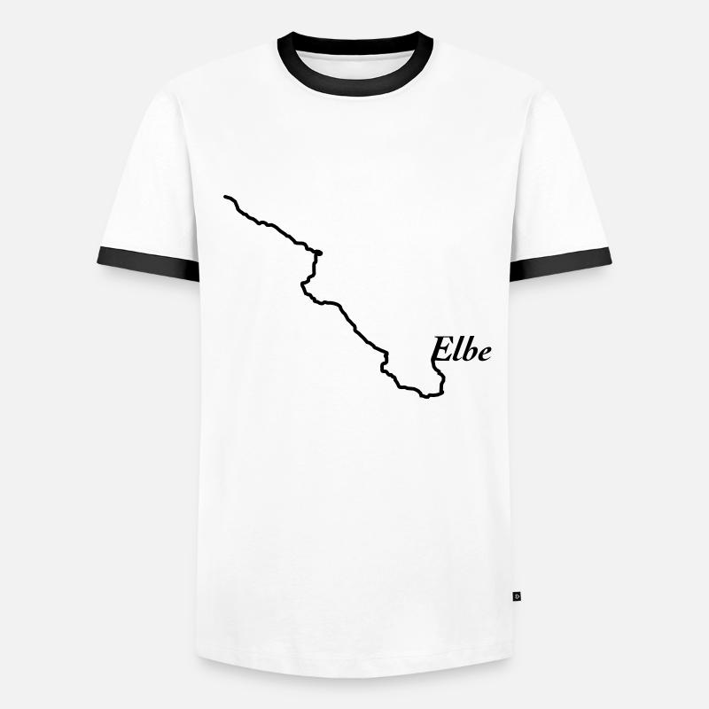 Elbe - Männer Kontrast-T-Shirt - Weiß/Schwarz