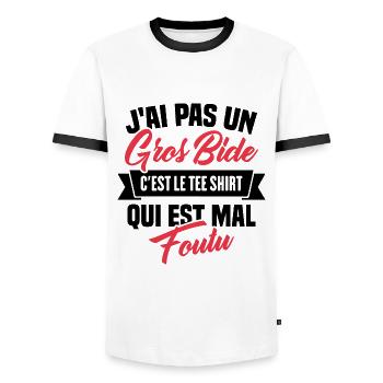 J'ai Pas Un Gros Bide - T-shirt contrasté Homme - blanc/noir - Devant - AI Model Female 172 light (172cm) & AI Model Male 178 dark (178cm)