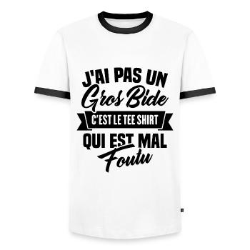 J'ai Pas Un Gros Bide - T-shirt contrasté Homme - blanc/noir - Devant - AI Model Female 172 light (172cm) & AI Model Male 178 dark (178cm)