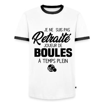 Je ne suis pas retraité joueur de boules - T-shirt contrasté Homme - blanc/noir - Devant - AI Model Female 172 light (172cm) & AI Model Male 178 dark (178cm)