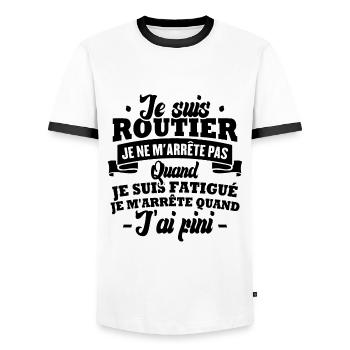 Je suis routier - T-shirt contrasté Homme - blanc/noir - Devant - AI Model Female 172 light (172cm) & AI Model Male 178 dark (178cm)