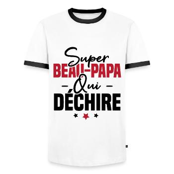 Super beau papa qui déchire - T-shirt contrasté Homme - blanc/noir - Devant - AI Model Female 172 light (172cm) & AI Model Male 178 dark (178cm)